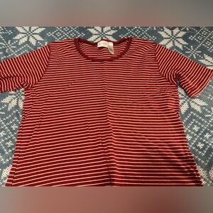Liz Claiborne Red and White Striped Top